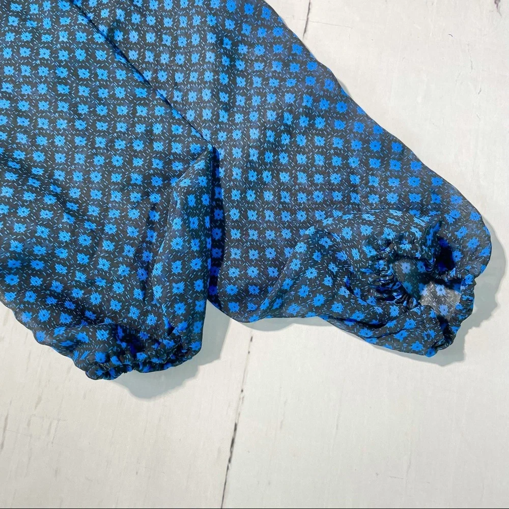 Mudd Long Sleeve Floral Blue and Black Dress. - Picture 9 of 12